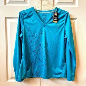 NORDIC TRACK DRI LONG SLEEVE MESH TEE CANEEL PRINT SIZE LARGE